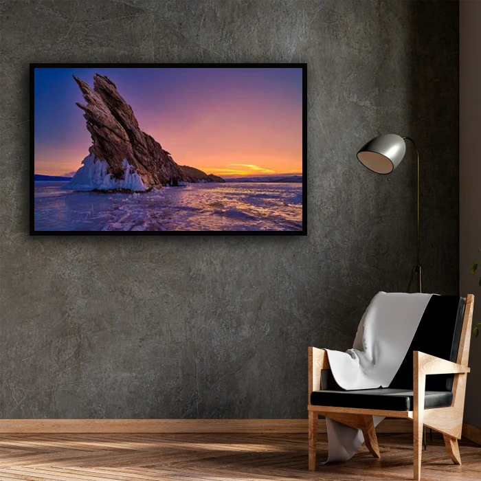 تابلو نوری بکلیت طرح منظره زمستانی و غروب خورشید مدل B-D1634