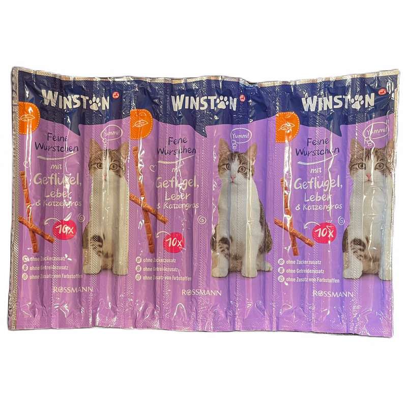 غذای تشویقی گربه وینستون مدل mit geflugel and leber new وزن 50 گرم