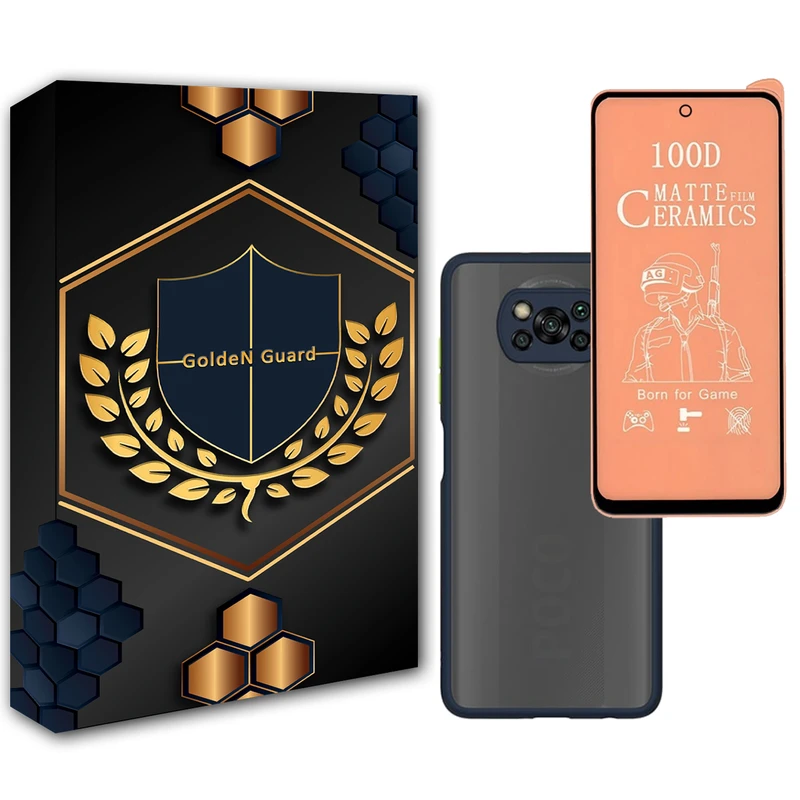 کاور گلدن گارد مدل هیبریدی پشت مات کد RS_22 مناسب برای گوشی موبایل شیائومی Poco X3/poco X3 PRO به همراه محافظ صفحه نمایش