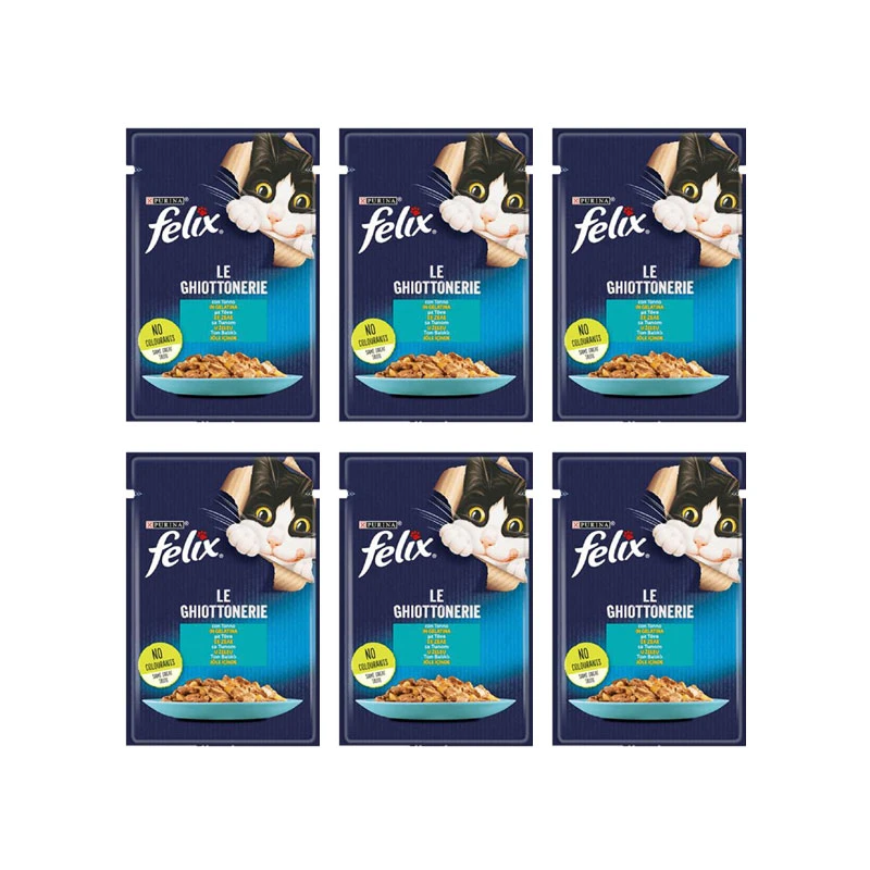 پوچ گربه فلیکس مدل Cat Pouch in Jelly طعم ماهی تن وزن 85 گرم بسته 6 عددی