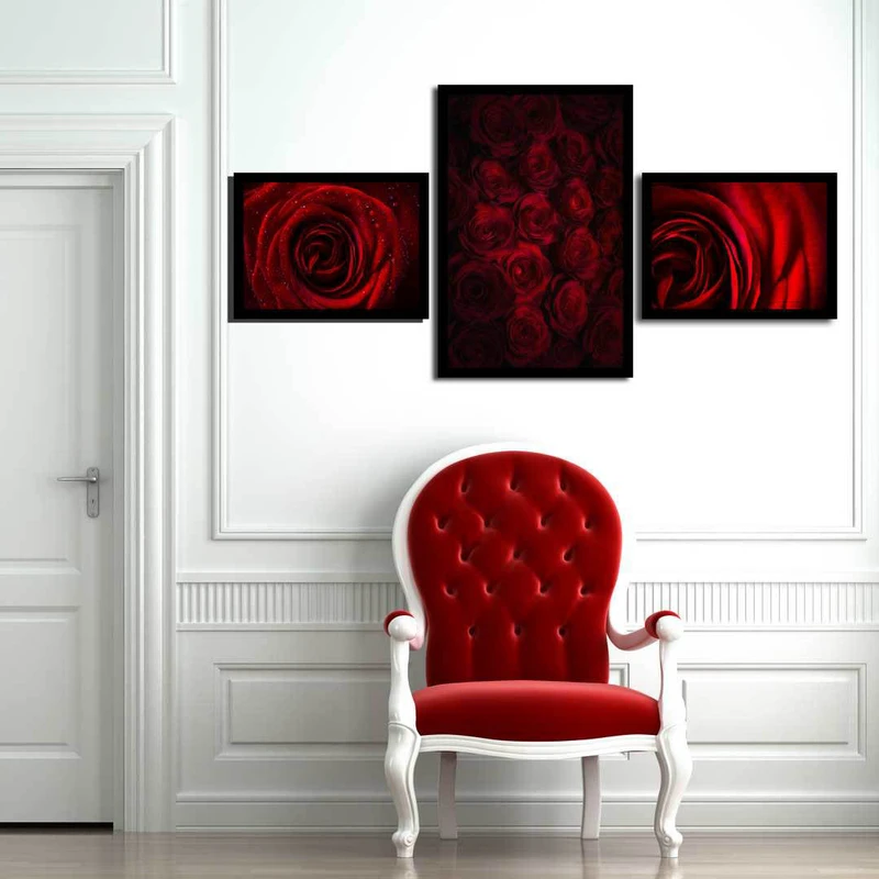 تابلو بکلیت طرح گل رز مدل B-185 مجموعه 3 عددی