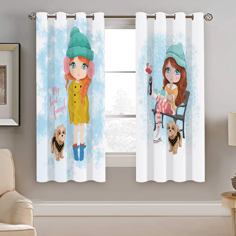 پرده نیروانا طرح دختر کودک مدل هازان کد 8232 سایز 140×200 سانتی متر