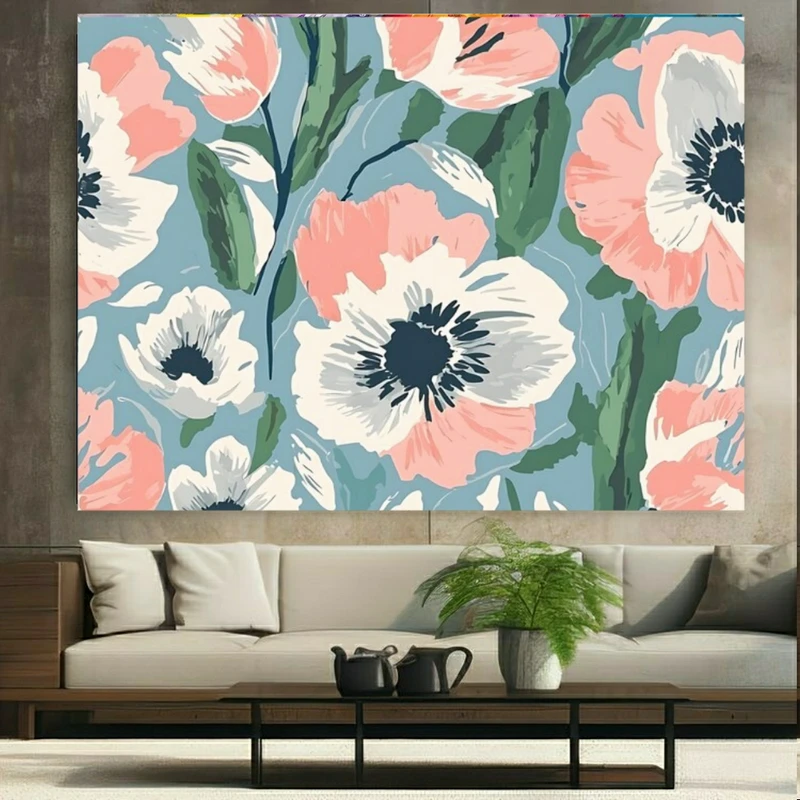 پوستر طرح مخمل نقاشی آبرنگ گل کد N183