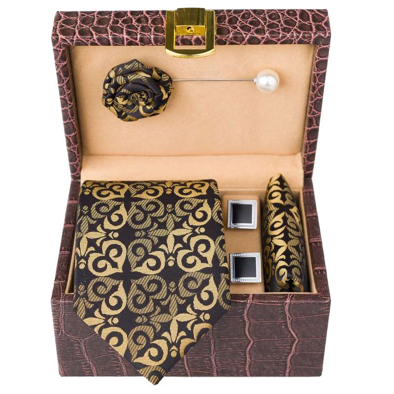 ست کراوات و دستمال جیب و دکمه سردست مردانه جیان فرانکو روسی مدل GF-PO2322RE-BOX 