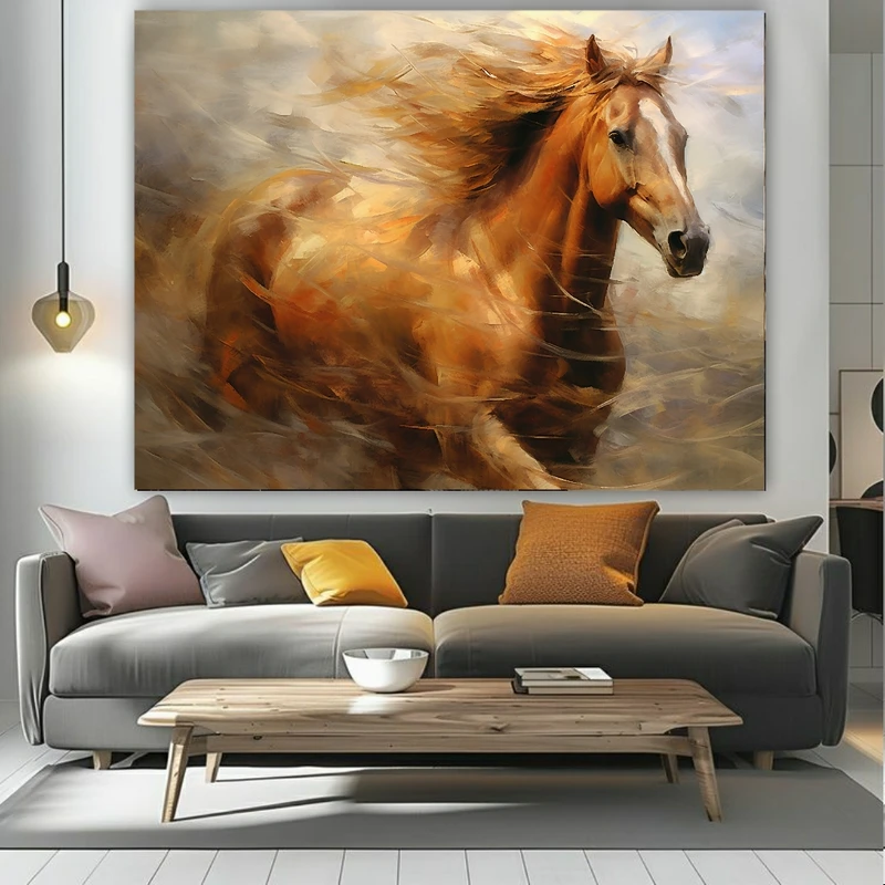 پوستر پارچه ای طرح مخمل نقاشی مدل اسب کد PY285