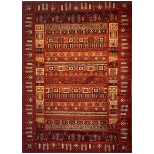 فرش ماشینی 700 شانه زمینه لاکی حاشیه لاکی مدل بلوچ bcf کد 801