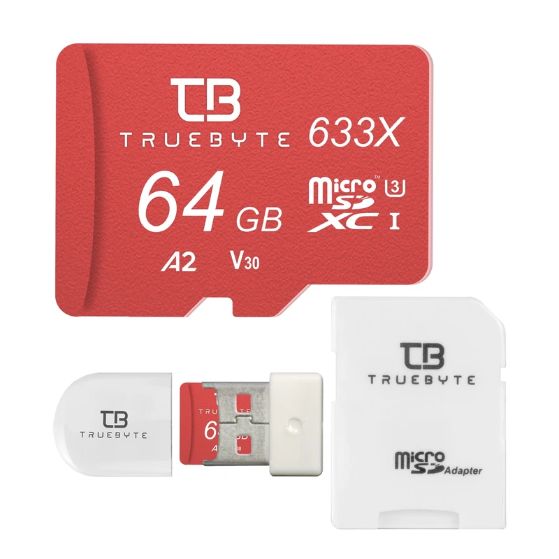 کارت حافظه microSDXC تروبایت مدل 633X-A2-V30 کلاس 10 استاندارد UHS-I U3 سرعت 95MBps ظرفیت 64 گیگابایت به همراه کارت‌خوان عکس شماره 2