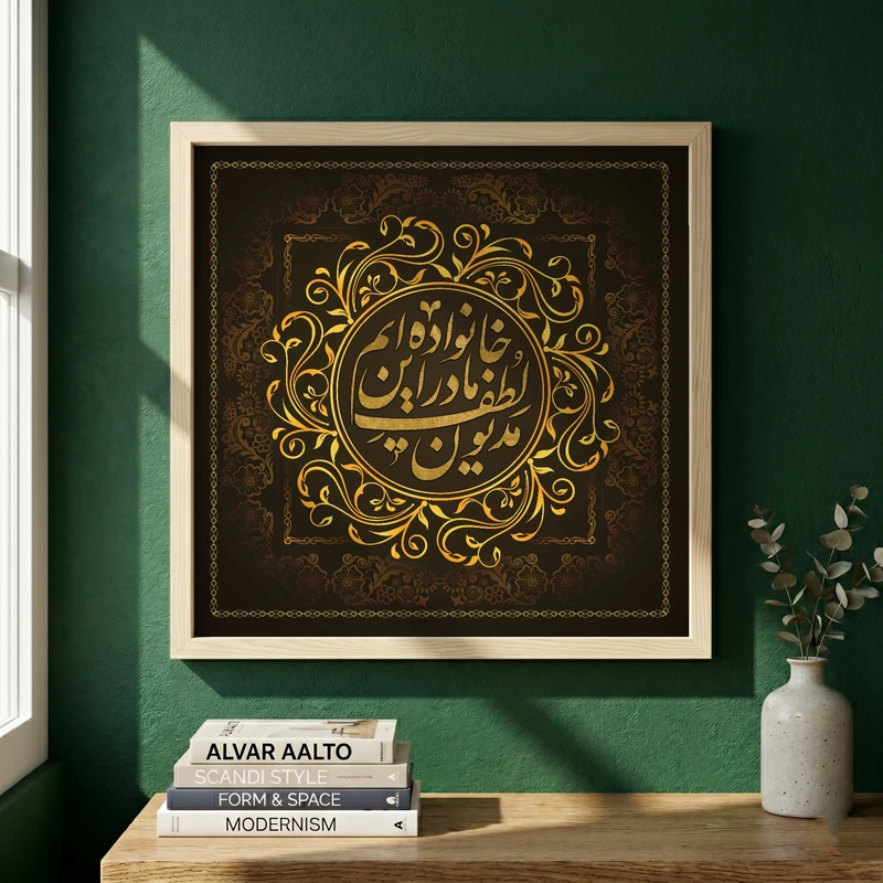 تابلو طرح فاطمه الزهرا (س) مدل G14609 فریم کرم روشن