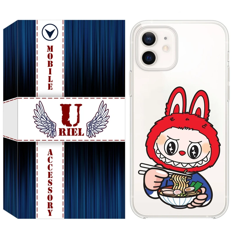 کاور یوریل قاب مدل Clear کد 117 طرح لبوبو Labubu مناسب برای گوشی موبایل اپل iPhone 12