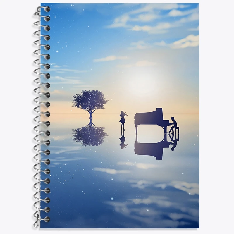 دفتر زبان 50 برگ خندالو مدل دو خط طرح آریما و کائوری انیمه دروغ تو در آوریل کد 32454