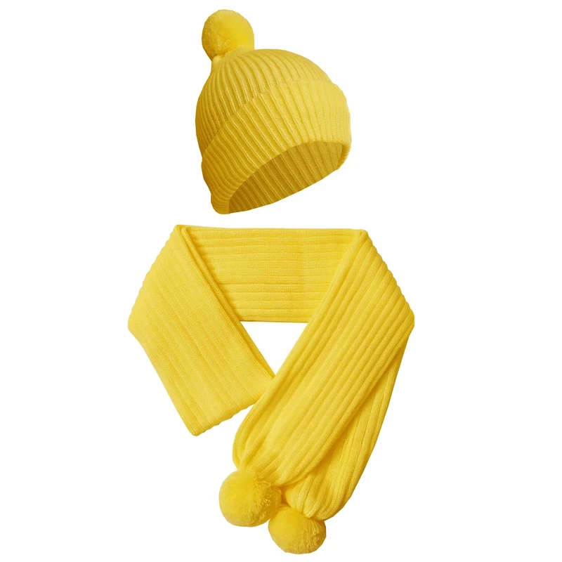 ست کلاه و شال گردن بافتنی بچگانه مدل کشباف کد P7