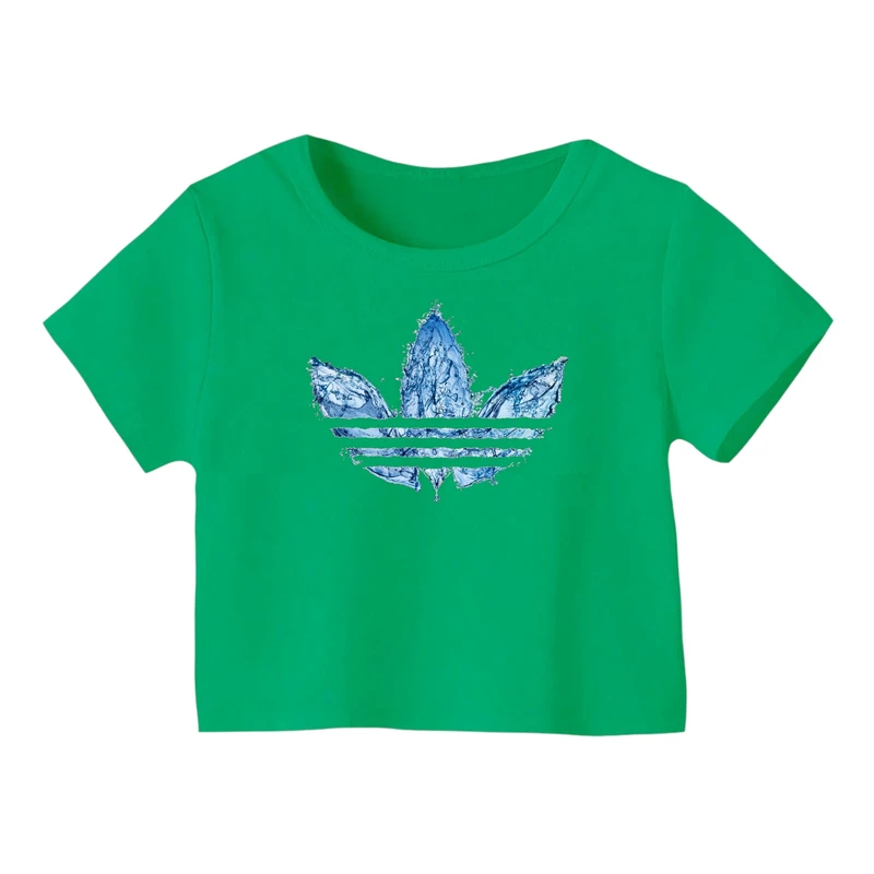 کراپ‌ تی‌شرت آستین کوتاه زنانه مدل لوگو‌ کد 21