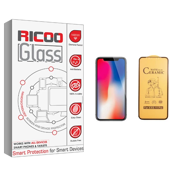 محافظ صفحه نمایش سرامیکی ریکوو مدل +HD مناسب برای گوشی موبایل اپل iPhone X
