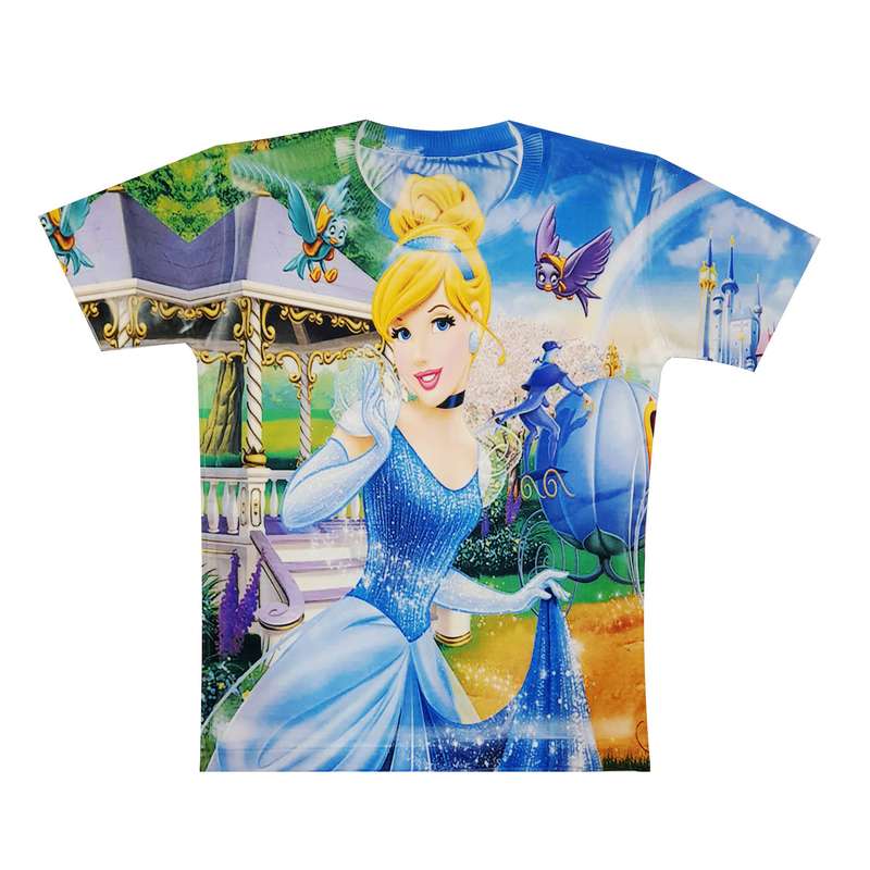 تی شرت دخترانه طرح سیندرلا کد X200 رنگ آبی