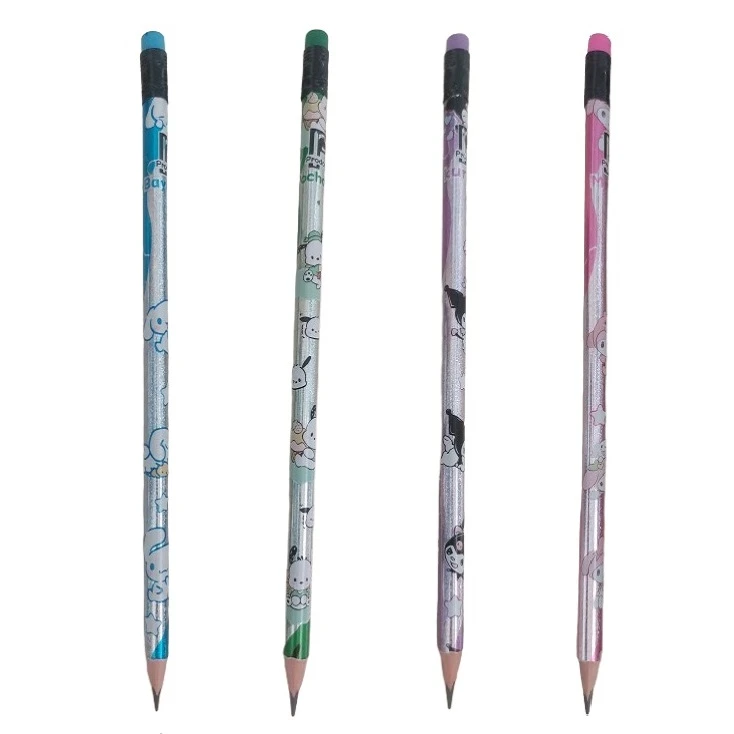 مداد مشکی پرودون با درجه سختی HB مدل کرومی و ملودی طرح سه گوش بسته 4 عددی