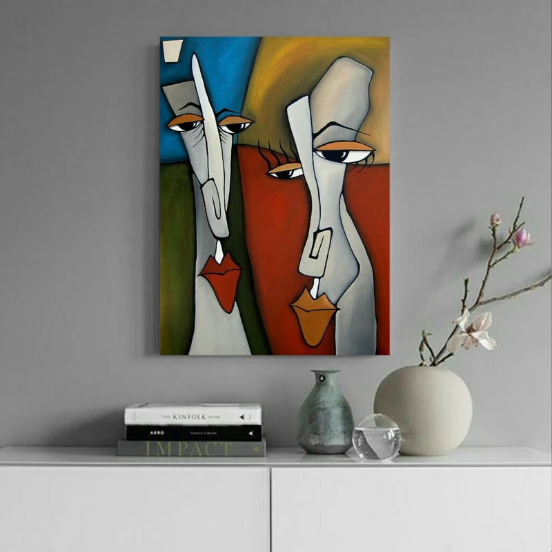 تابلو بوم طرح چهره مدل کوبیسم کد AR8590