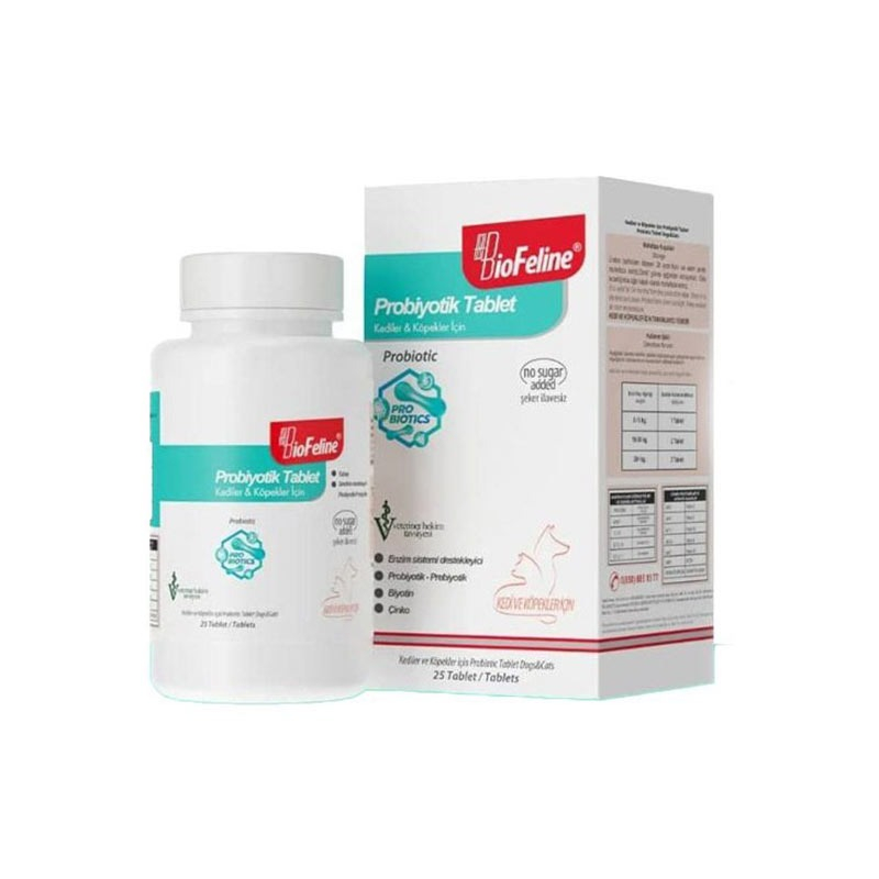 قرص پروبیوتیک گربه و سگ بیوفلاین مدل Probiotic بسته 25 عددی