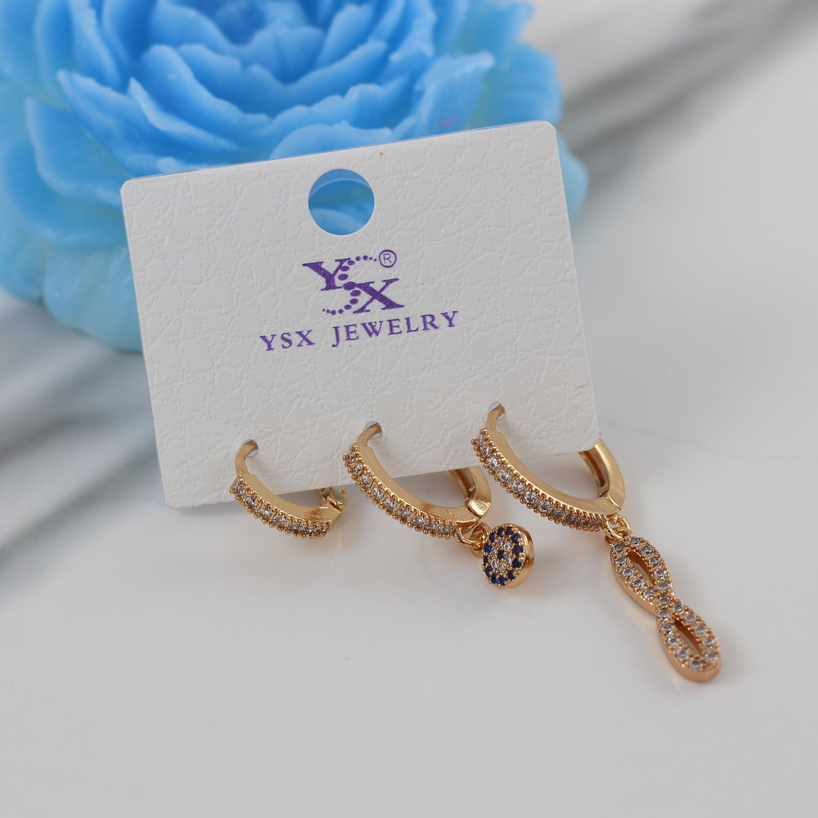 گوشواره زنانه وای اس ایکس مدل بی نهایت و فراتر از آن کد AAC836 بسته سه عددی -  - 4