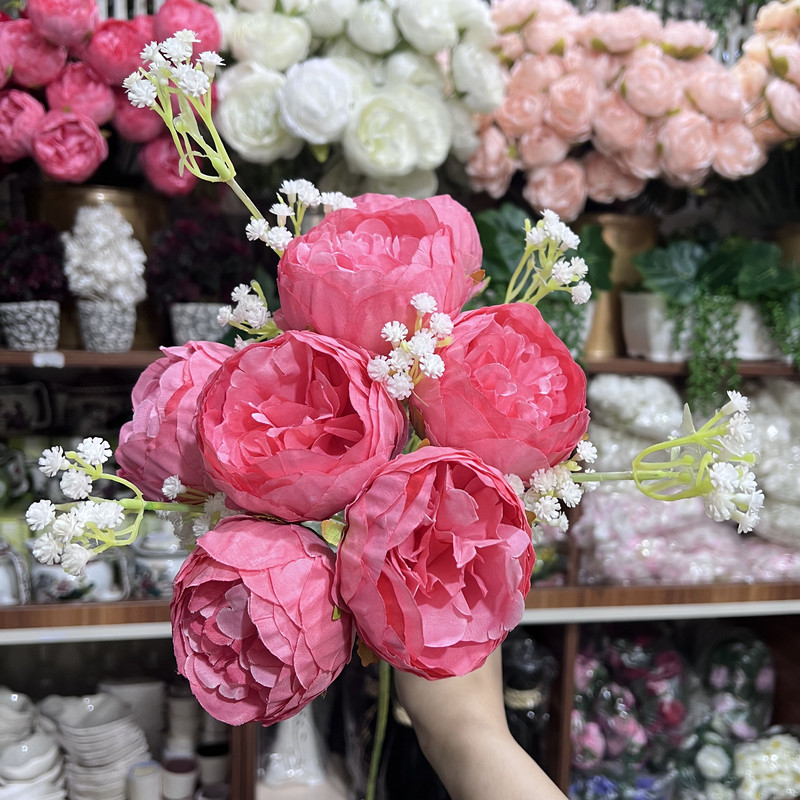 دسته گل مصنوعی مدل گل پیونی عروس