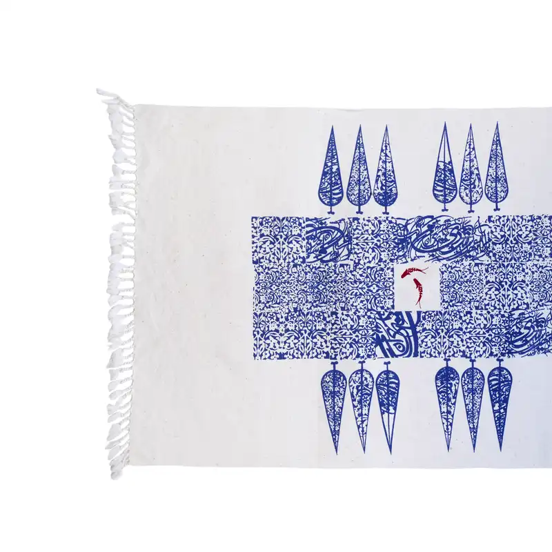 رومیزی چاپ دستی مدل طرح سرو و ماهی کد 167