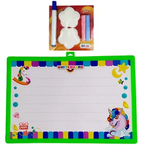 تخته وایت بورد ویان مدل EB75-Happy-Unicorn سایز 45 × 30 سانتی‌متر به همراه پاکن و ماژیک و گچ