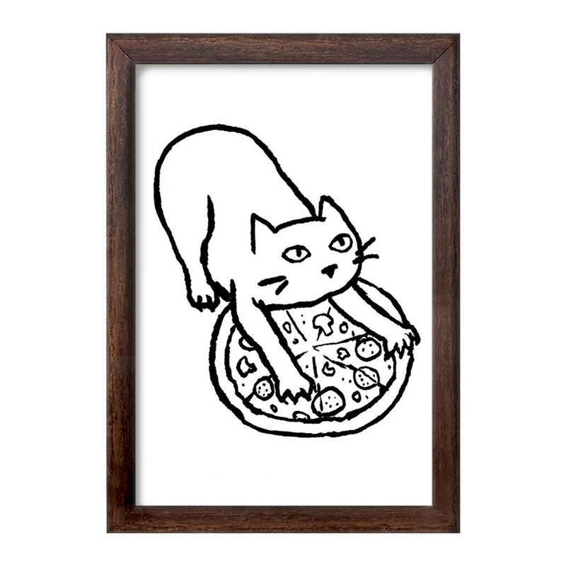 تابلو خندالو طرح گربه و پیتزا کد 29283