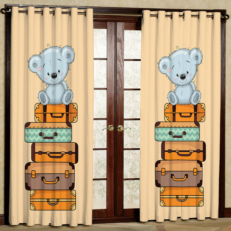 پرده مدل خرس و کتاب هازان پانچی کد 4600 سایز 140x200 سانتی متر