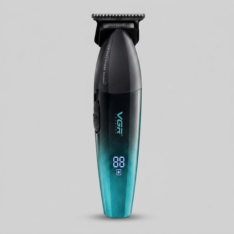 ماشین اصلاح موی سر و صورت شارژی وی جی ار مدل VGR V-906 با تیغه سرامیکی، صفر زن، موتور 9000 دور در دقیقه، باتری 2000 میلی‌آمپر، شارژ USB-C و 3 شانه در سایزهای 1، 2 و 3 میلی‌متر