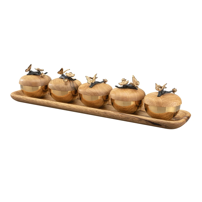 اردوخوری گلدکیش مدل باترفلای کد GK829804 مجموعه پنج عددی به همراه سینی