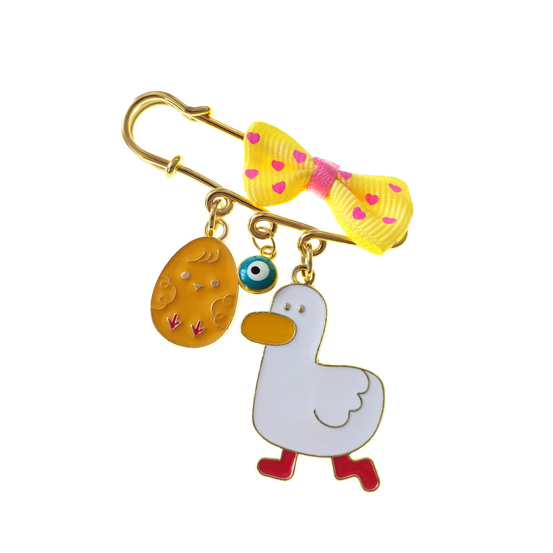 سنجاق سینه دخترانه مدل اردک و جوجه و چشم نظر