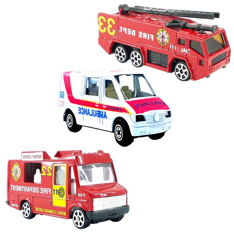 ماشین بازی دنیای سرگرمی های کمیاب مدل ست آتش نشانی مجموعه 3 عددی