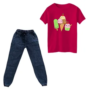 ست تی‌شرت و شلوار دخترانه مدل بستنی