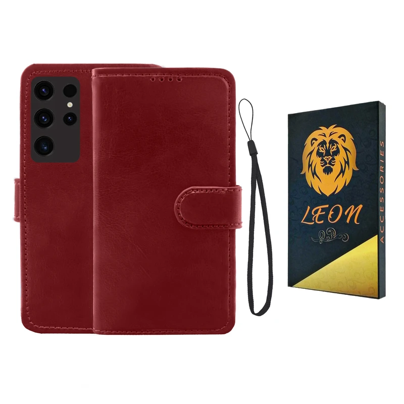  کیف کلاسوری مدل لئون Kiif_1 مناسب برای گوشی موبایل سامسونگ Galaxy S21 FE به همراه بند آویز