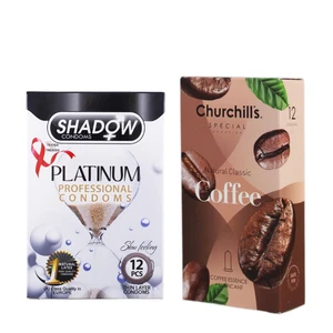 کاندوم چرچیلز مدل Coffee بسته 12 عددی به همراه کاندوم شادو مدل Platinum بسته 12 عددی