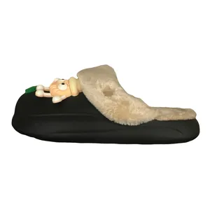 دمپایی حوله‌ای زیتون مدل کریسمس کد Bl-01