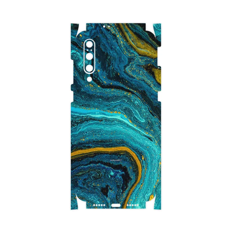 برچسب پوششی ماهوت مدل Turquoise marblewith golden streaks-FullSkin مناسب برای گوشی موبایل شیائومی Mi 9