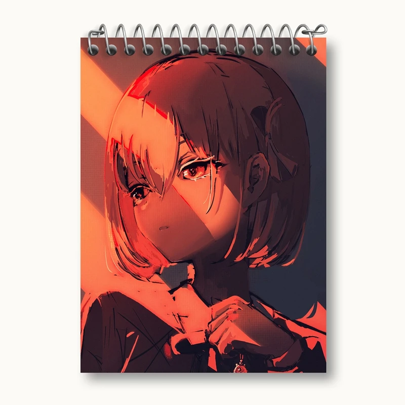 دفتر یادداشت 50 برگ خندالو مدل چیساتو انیمه لیکوریس ریکویل Lycoris Recoil کد 23032