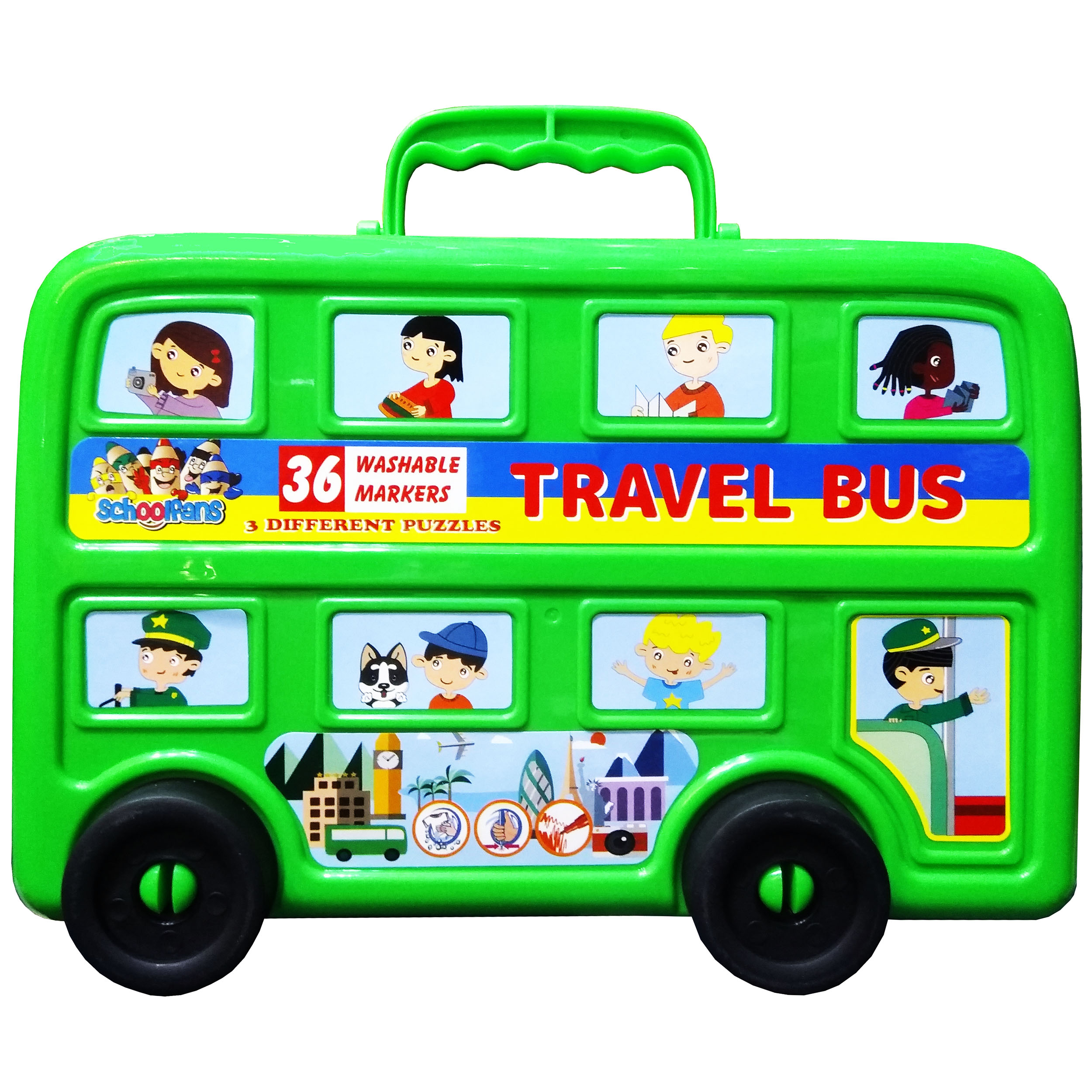 بسته رنگ آمیزی اسکول فنس مدل TRAVEL BUS مجموعه 40 عددی