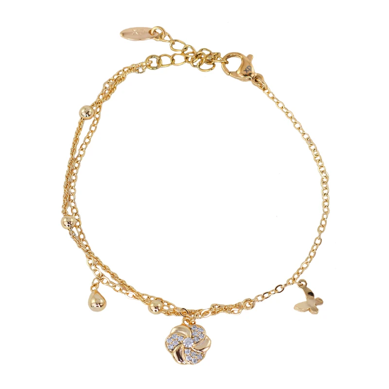 دستبند زنجیری زنانه ژوپینگ مدل گل کد AAD747