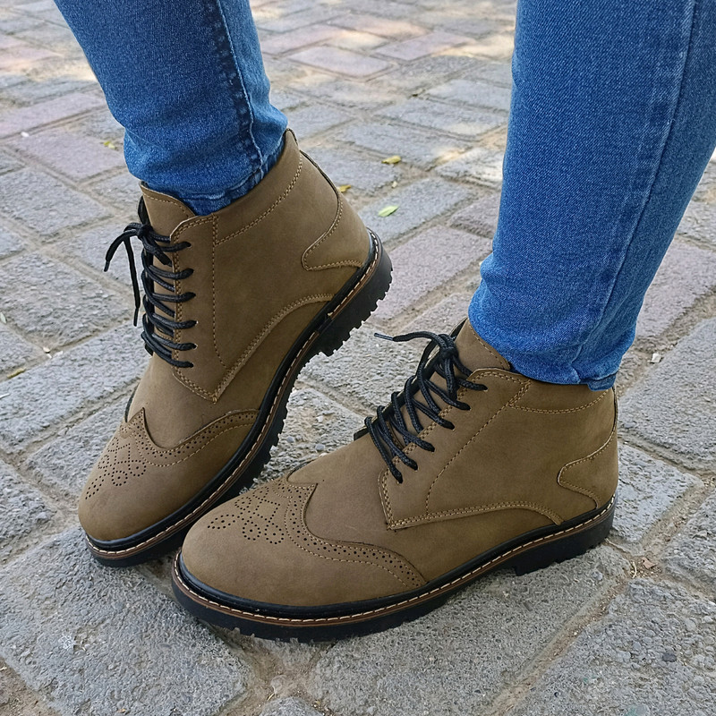 نیم بوت مردانه مدل هشترک بندی کد T.J رنگ صدری