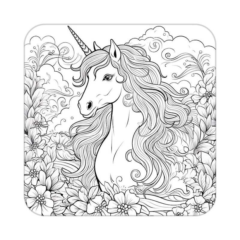 زیر لیوانی کاکتی طرح اسب تک شاخ و یونیکورن مدل mp30384