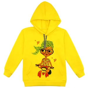 هودی دخترانه مدل عینکی F69 رنگ زرد