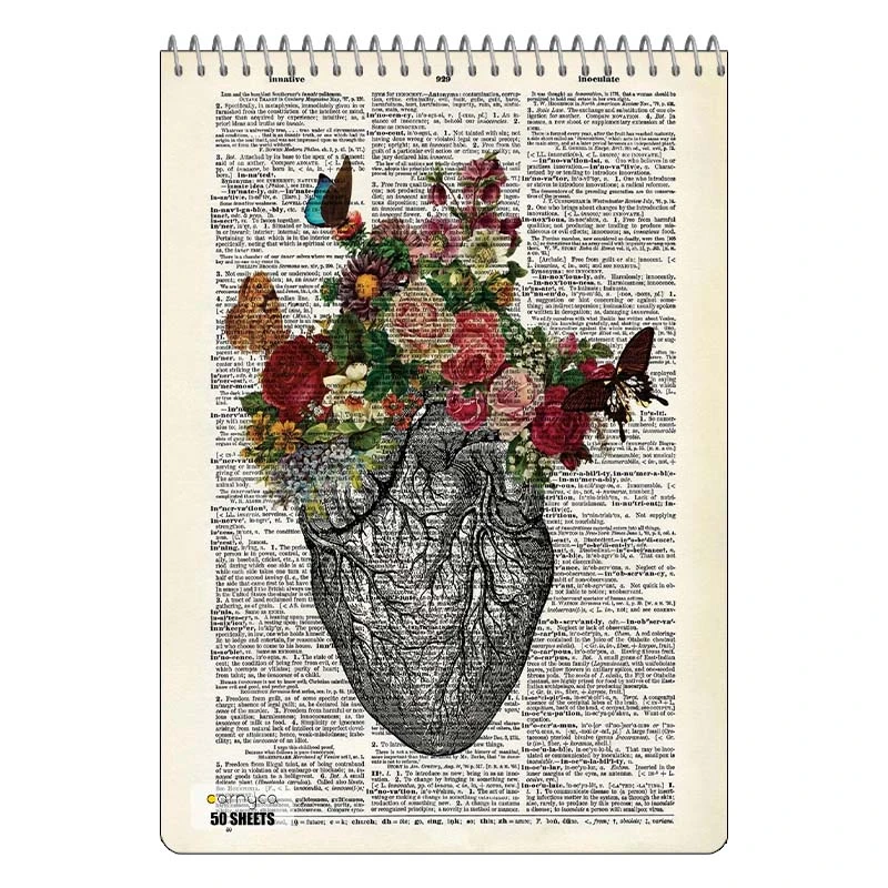 دفتر نقاشی 50 برگ سیمی کارنیکا طرح روزنامه وینتج قلب Vintage Newspaper Heart کد 29292