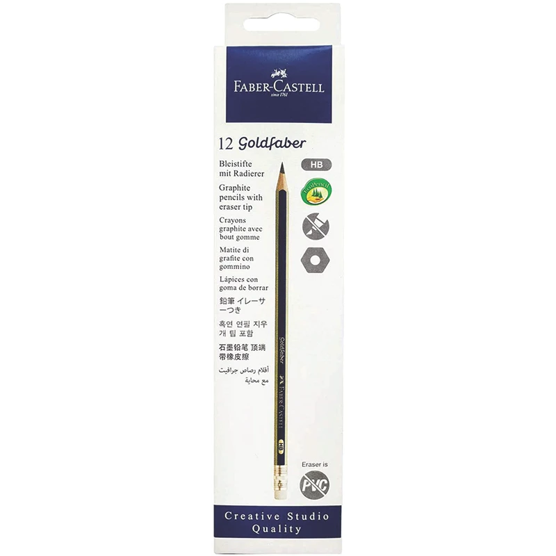 مداد طراحی فابر کاستل  مدل گلدفابر HB  بسته 12 عددی