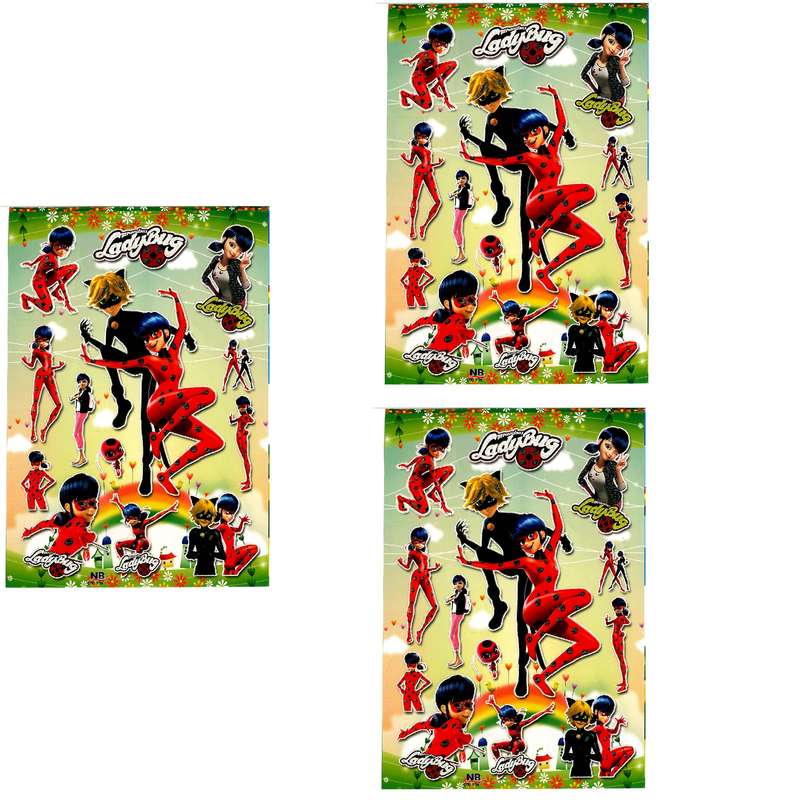 استیکر کودک طرح دختر کفشدوزکی و پسر گربه ای کد NB 106 بسته 3 عددی