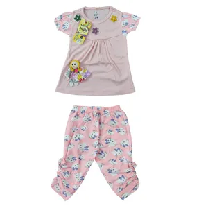 ست تی شرت و شلوارک دخترانه مدل عروسکی رنگ گلبهی