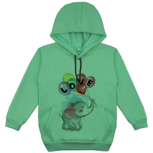 هودی دخترانه مدل فیل و بادکنک ها کد F110 رنگ سبز