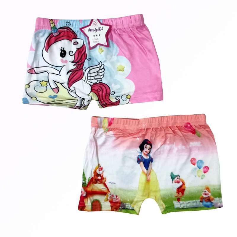 شورت دخترانه مدل یونیکورن و سفید برفی کد 0555 مجموعه 2 عددی