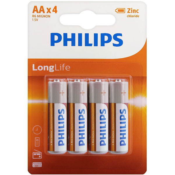 باتری قلمی فیلیپس مدل R6L4B/97 بسته 4 عددی