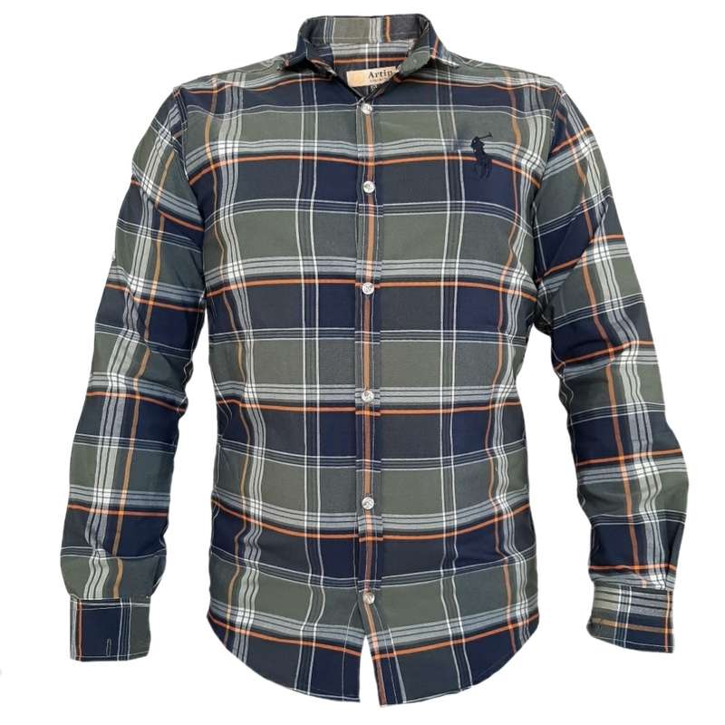 پیراهن آستین بلند مردانه مدل GL052 طرح چهار خانه